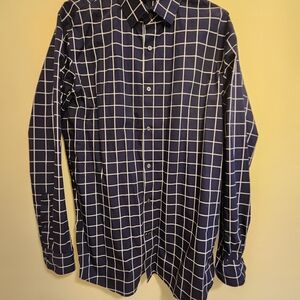 Banana Republic Navy and White Grid Shirt